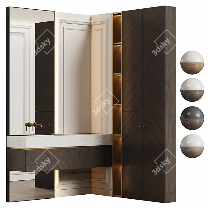 Neoclassic Bathroom Furniture Set 3D model image 4