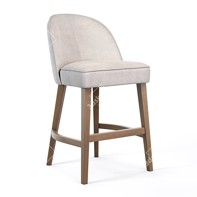 Viola Bar Stool Birch Textile Leather 3D model image 1