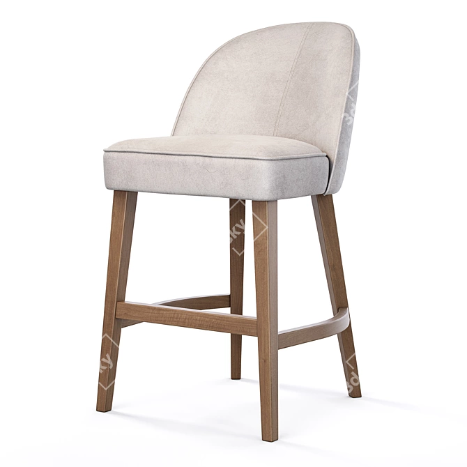 Viola Bar Stool Birch Textile Leather 3D model image 3