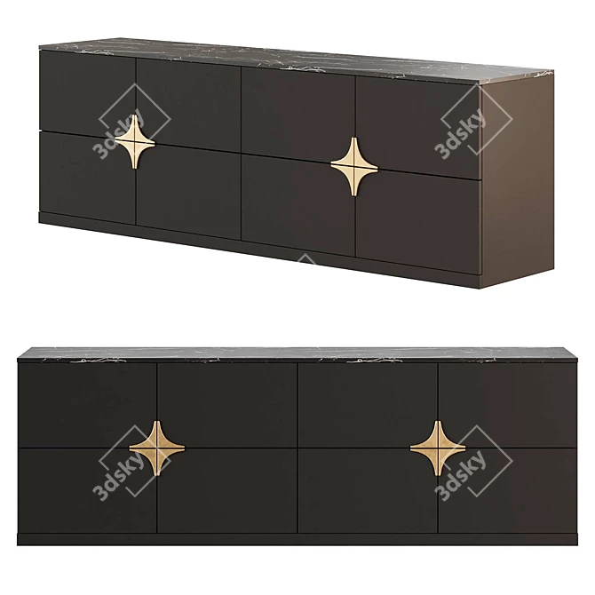 Modern Style Black and White Dresser 3D model image 1