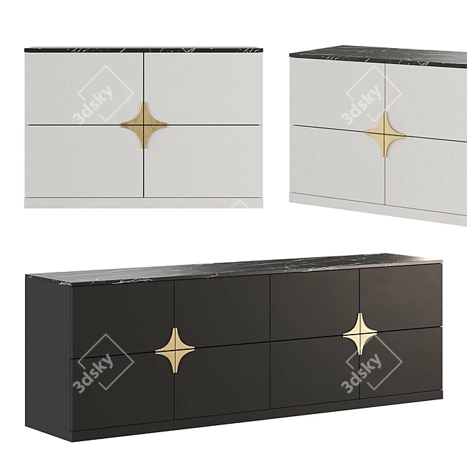 Modern Style Black and White Dresser 3D model image 2