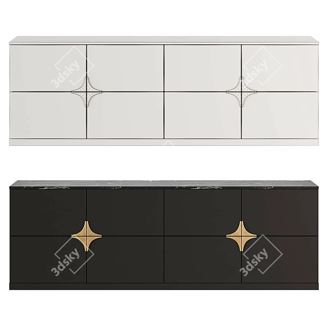 Modern Style Black and White Dresser 3D model image 3