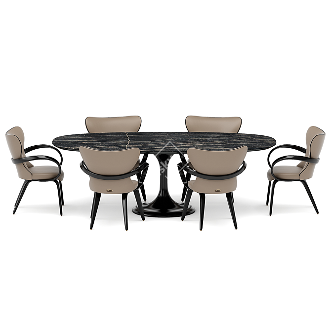 Modern Thunder Night Dining Set 3D model image 1