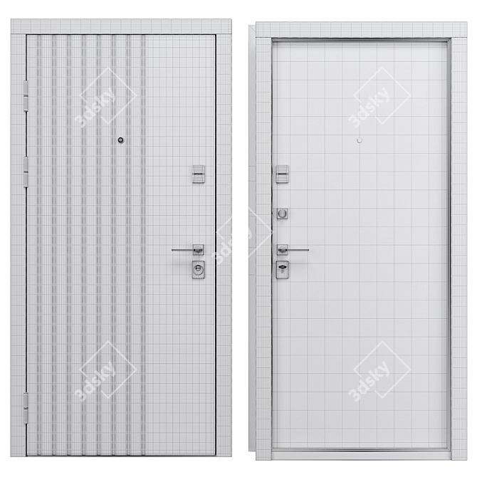 Delica Metal Entry Door Set 3D model image 4