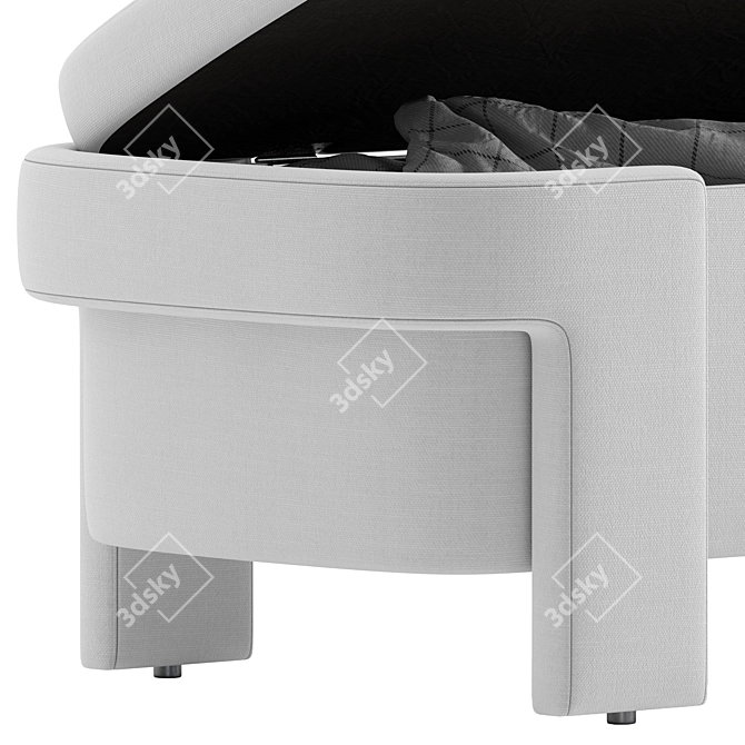 Elegant Oval Metal Upholstered Bench 3D model image 4