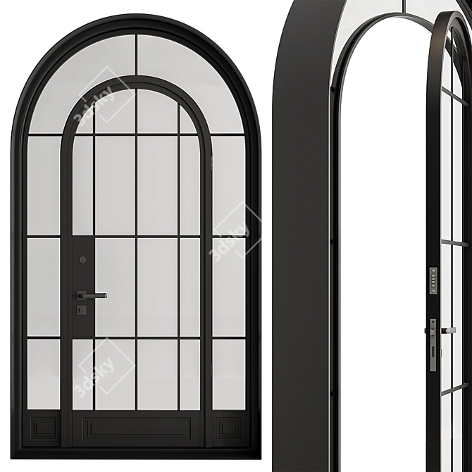 Elegant Glass Arched Door Set 3D model image 3