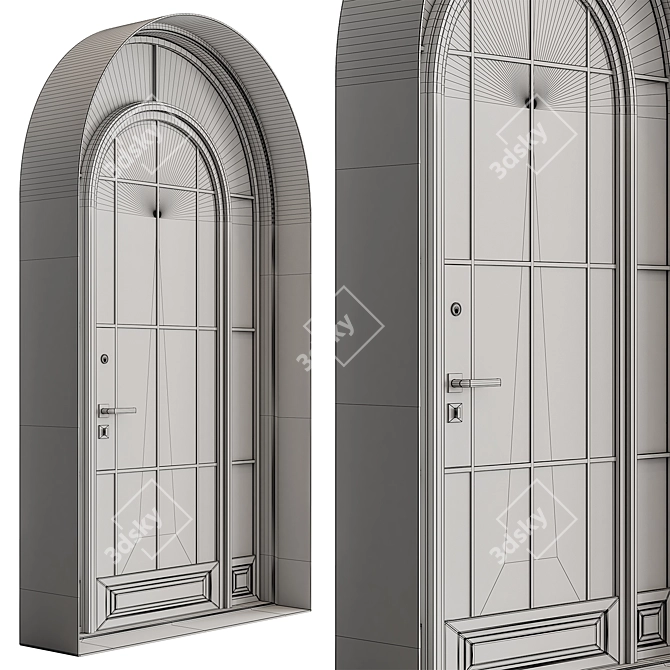 Elegant Glass Arched Door Set 3D model image 4