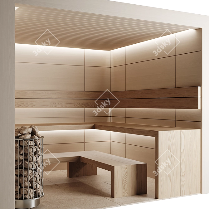 Modern Home Sauna Set, L250xW250xH220cm 3D model image 4