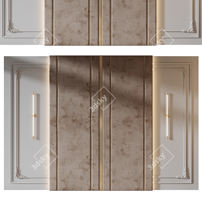 Gypsum Wall Panels Set 333 3D model image 2