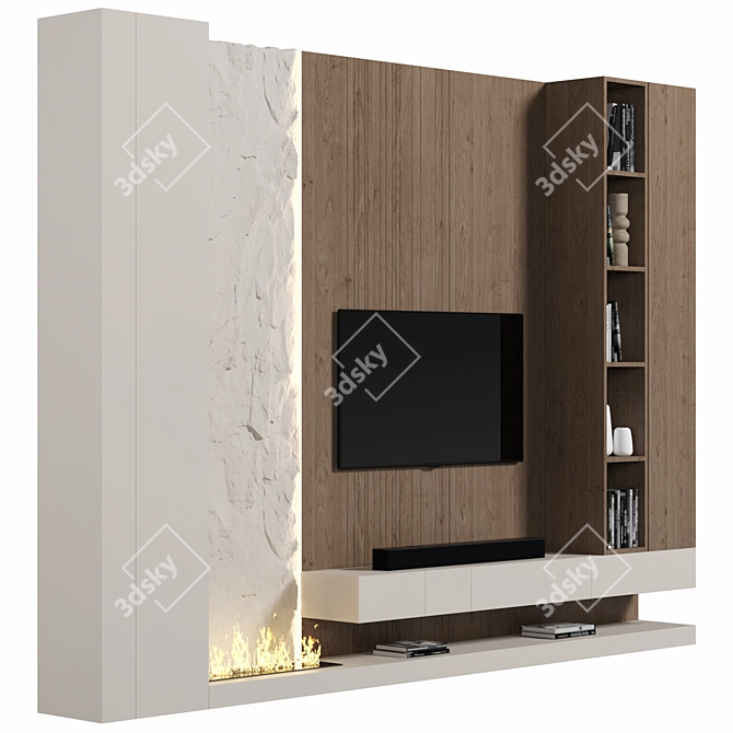 Sleek TV Wall Unit 3D model image 2