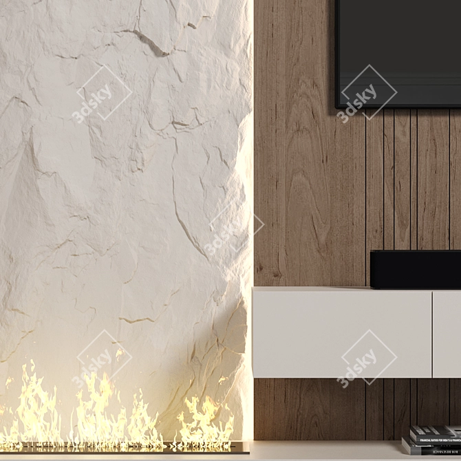 Sleek TV Wall Unit 3D model image 3