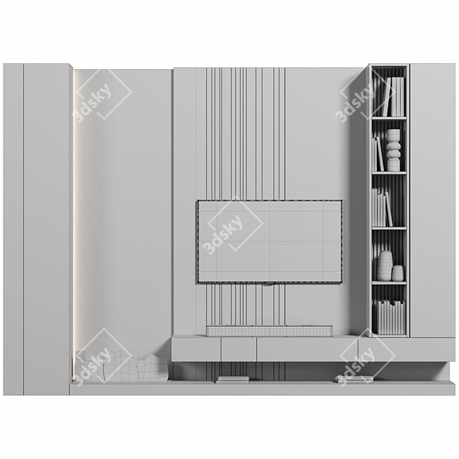 Sleek TV Wall Unit 3D model image 4