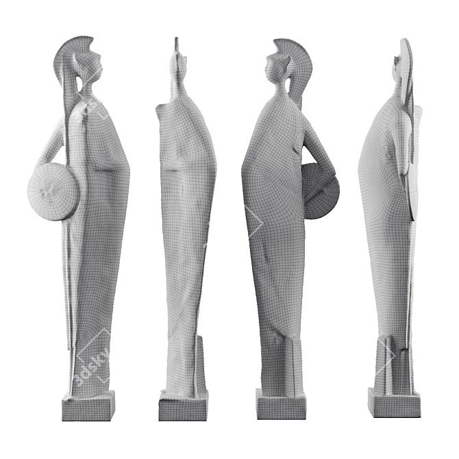 Elegant Minerva Mascherini Metal Sculpture 3D model image 6