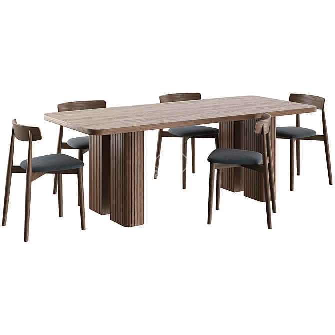 Elegant Dining Set: Lazar Table & Claretta Chair 3D model image 1