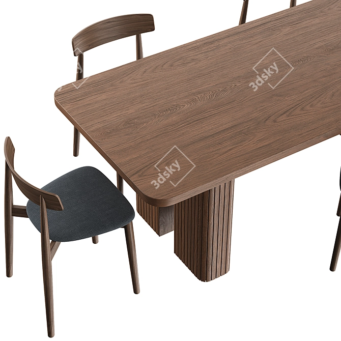 Elegant Dining Set: Lazar Table & Claretta Chair 3D model image 3