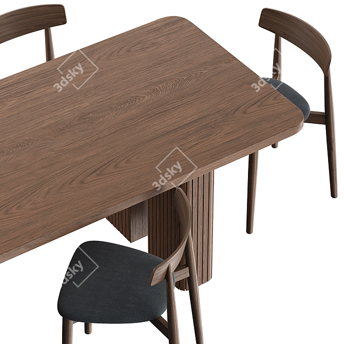 Elegant Dining Set: Lazar Table & Claretta Chair 3D model image 4