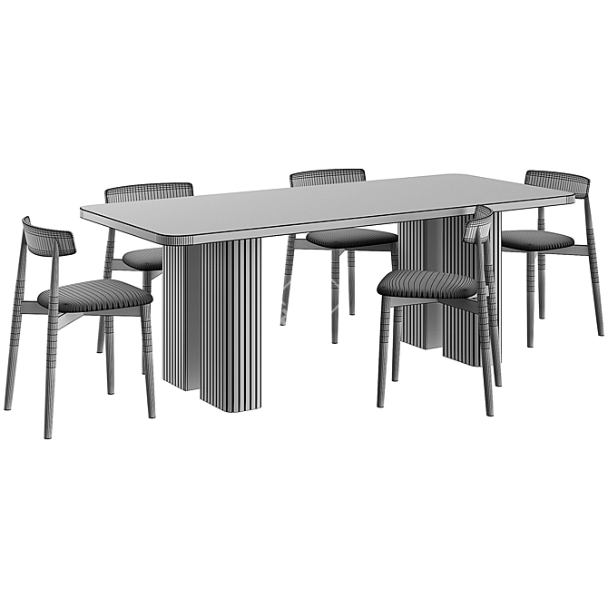 Elegant Dining Set: Lazar Table & Claretta Chair 3D model image 5