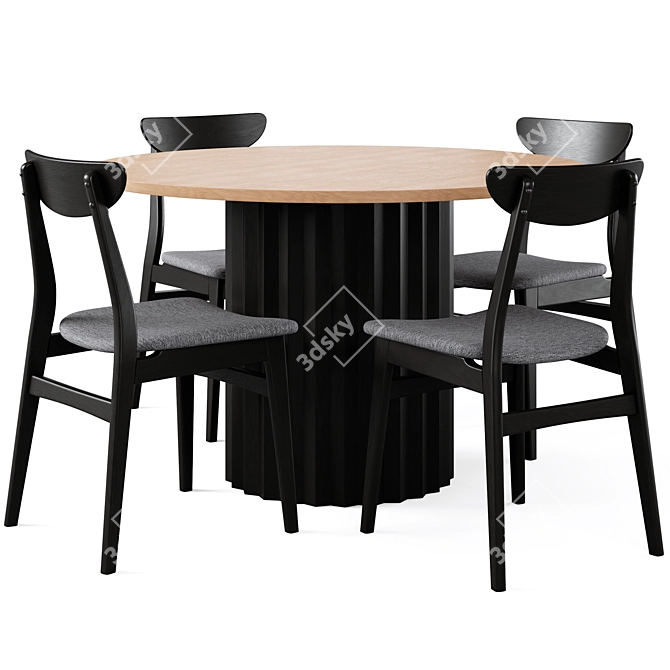 Luther Round Dining Table Set 3D model image 1