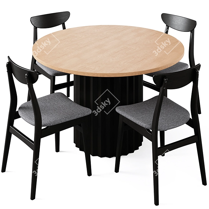 Luther Round Dining Table Set 3D model image 2