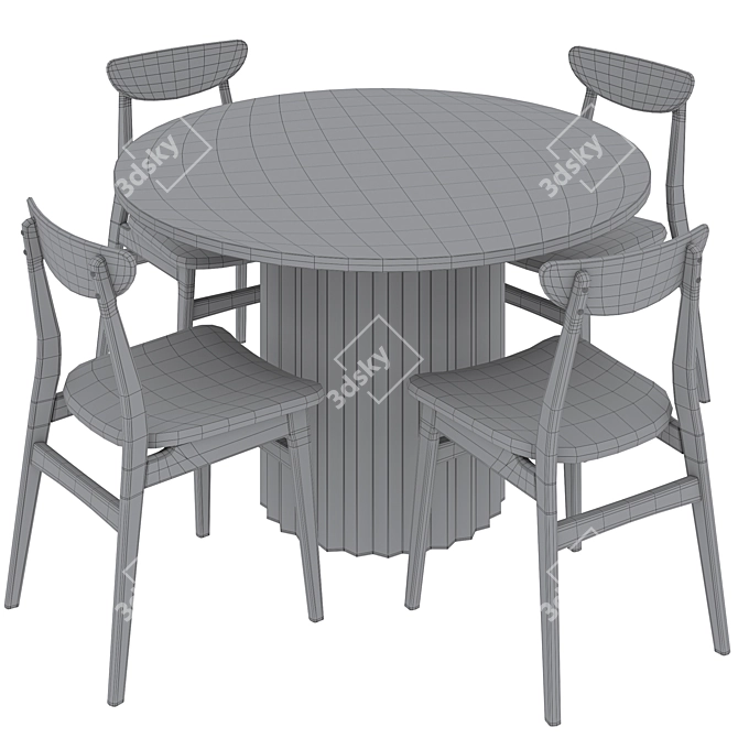 Luther Round Dining Table Set 3D model image 5