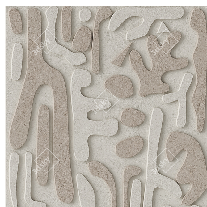 Dimensional Stone Relief Panel Wall Art 3D model image 2