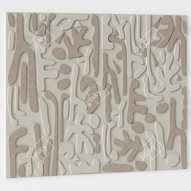 Dimensional Stone Relief Panel Wall Art 3D model image 3