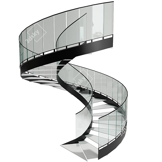  Contemporary Spiral Staircase 3D Model 3D model image 2