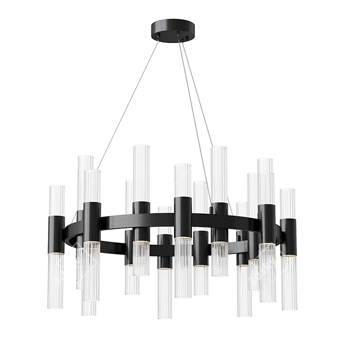 Glass Cylinder LED Pendant Chandelier 3D model image 1