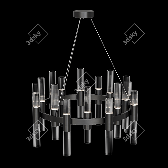 Glass Cylinder LED Pendant Chandelier 3D model image 2