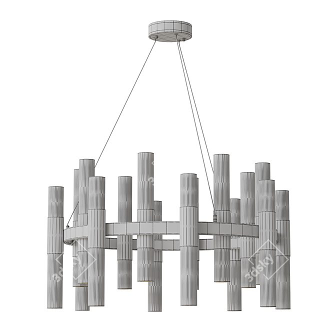 Glass Cylinder LED Pendant Chandelier 3D model image 3