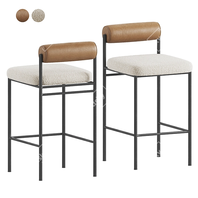 Sleek Dark Gray Balla Stool 3D model image 1