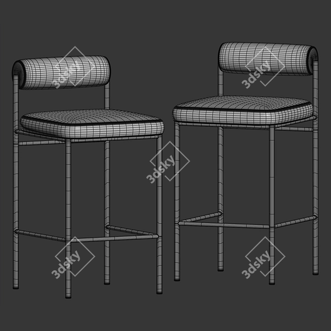 Sleek Dark Gray Balla Stool 3D model image 3