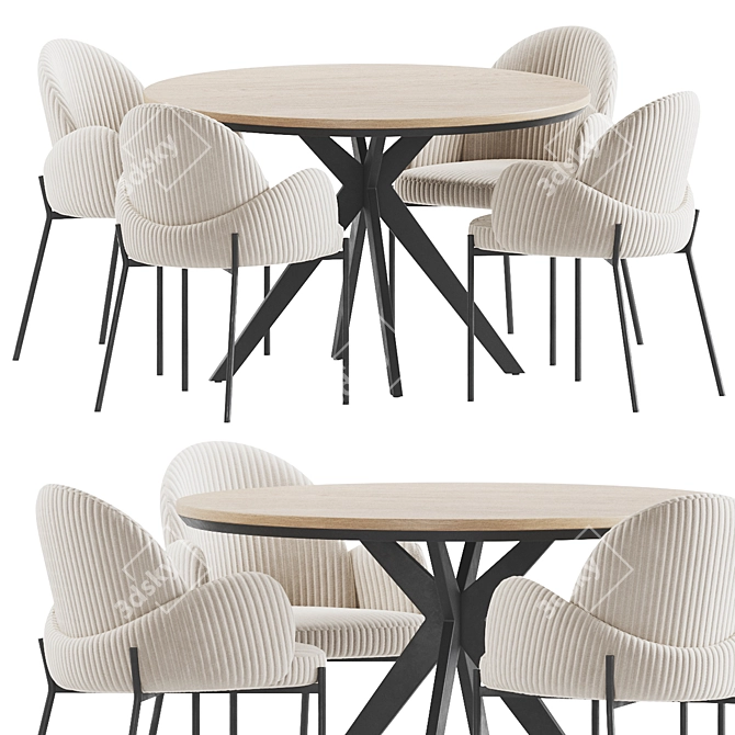 Elegant Dining Set Models Collection 3D model image 1