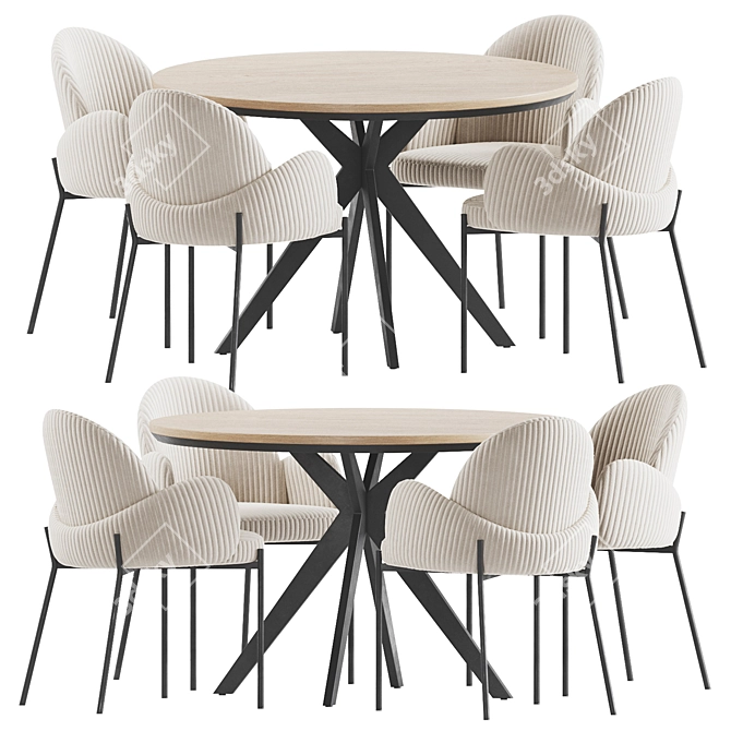 Elegant Dining Set Models Collection 3D model image 2