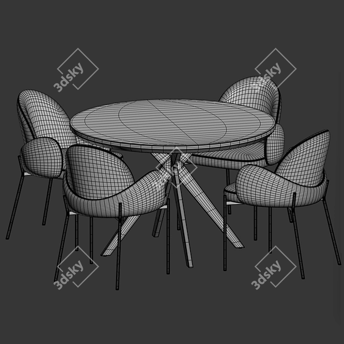 Elegant Dining Set Models Collection 3D model image 4