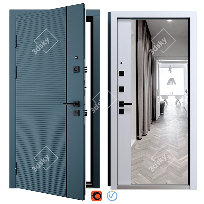 Metal Entry Door Matrix (Strage) 3D model image 1