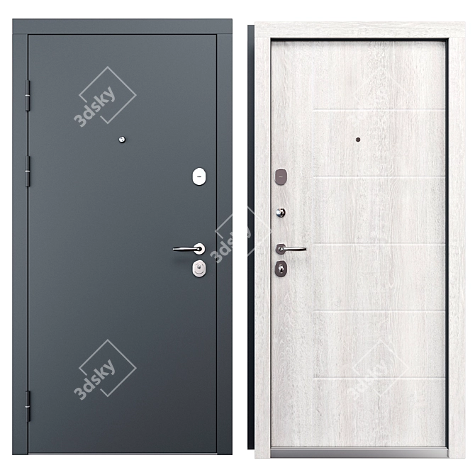 Barz Metal Entry Door Set 3D model image 3