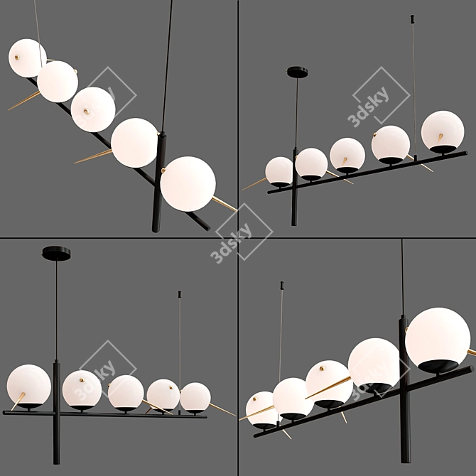 Modern Black Base Branch Chandelier 3D model image 2