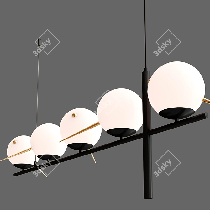 Modern Black Base Branch Chandelier 3D model image 3