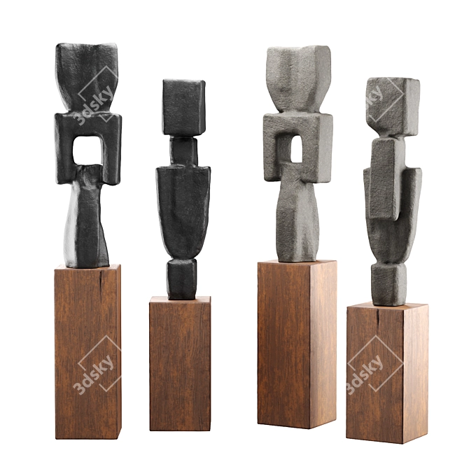 Sculptural Modern Art Figures 3D model image 1