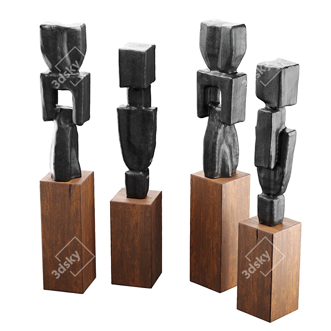 Sculptural Modern Art Figures 3D model image 2