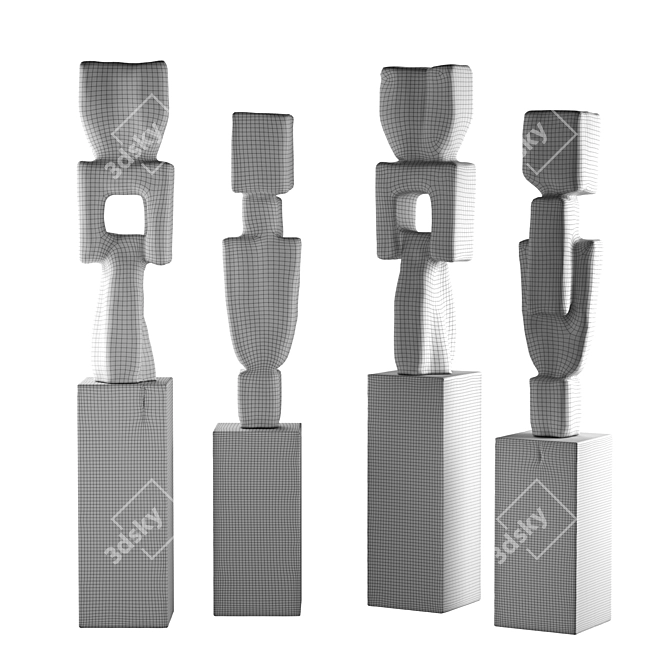 Sculptural Modern Art Figures 3D model image 6