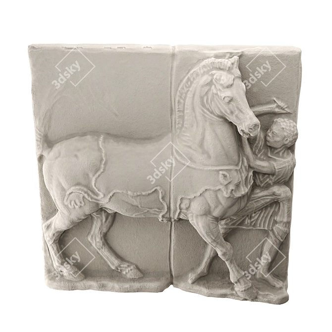 Equestrian Metal Plaster Wall Relief 3D model image 5