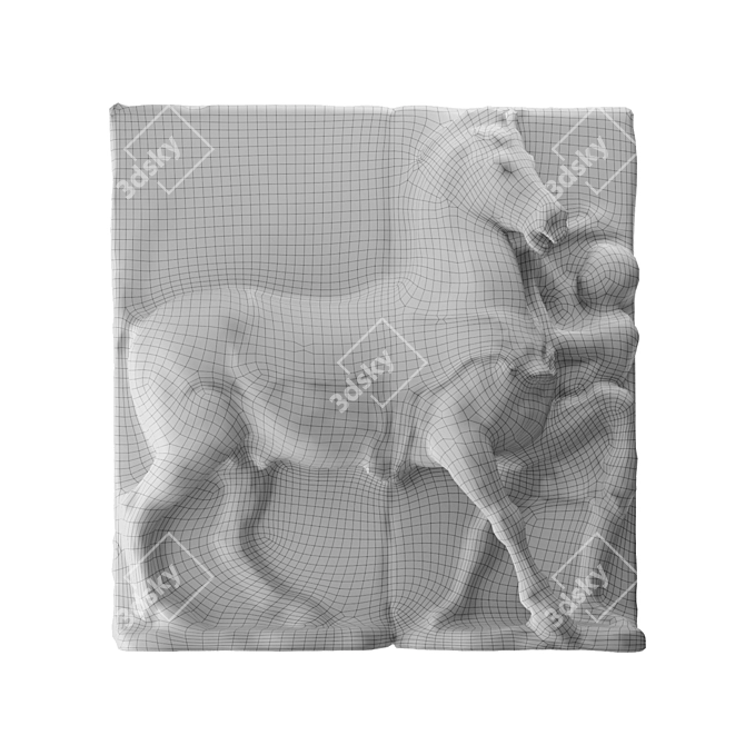 Equestrian Metal Plaster Wall Relief 3D model image 6