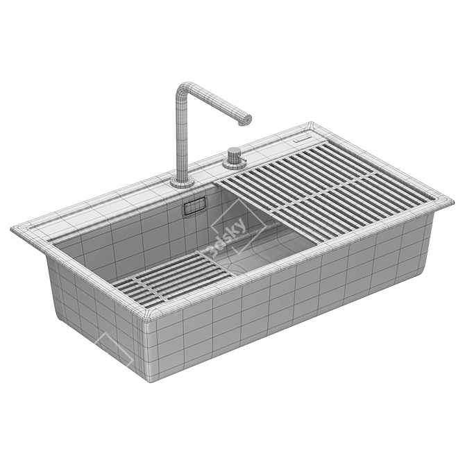 City Collection Stainless Steel Kitchen Sink 3D model image 4