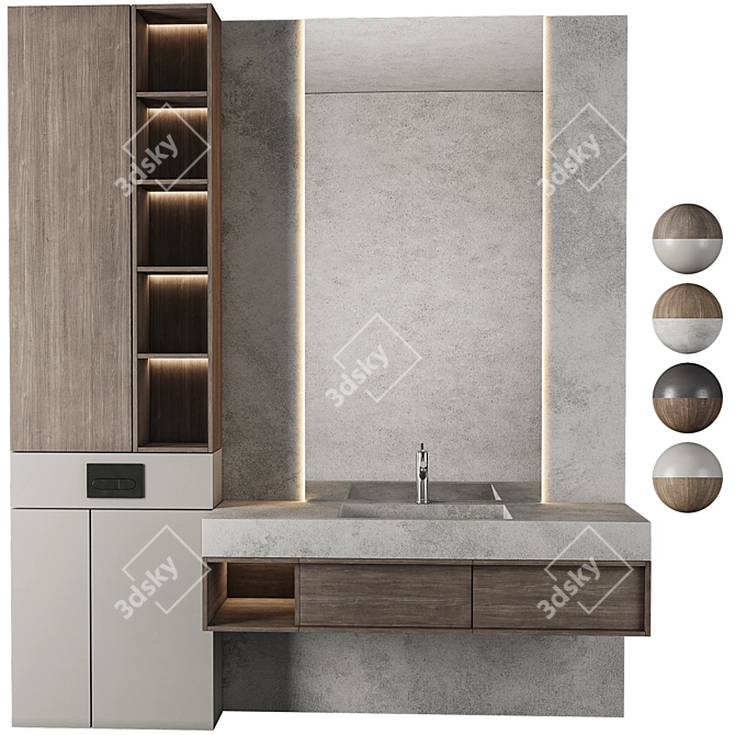 Modern Bathroom Furniture Set 13 3D model image 1