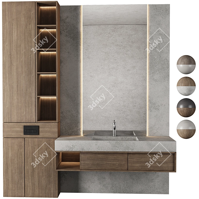 Modern Bathroom Furniture Set 13 3D model image 2