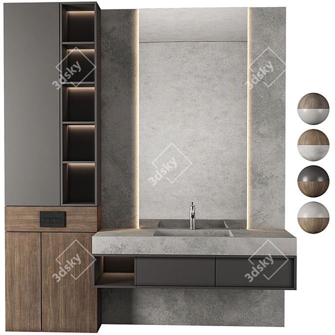 Modern Bathroom Furniture Set 13 3D model image 3