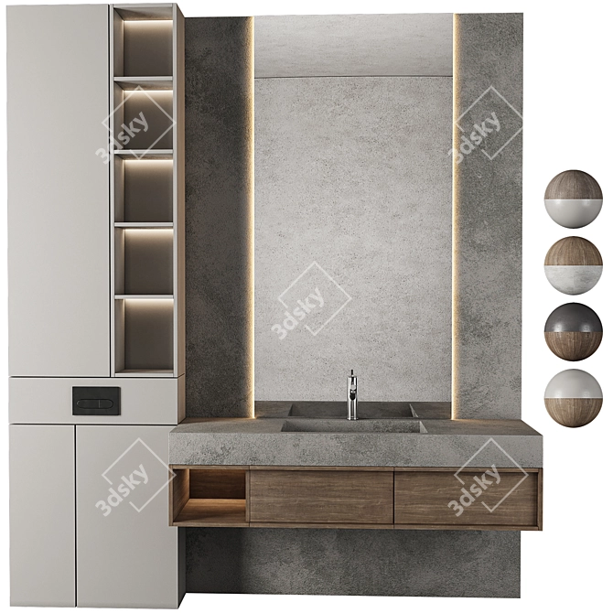 Modern Bathroom Furniture Set 13 3D model image 4