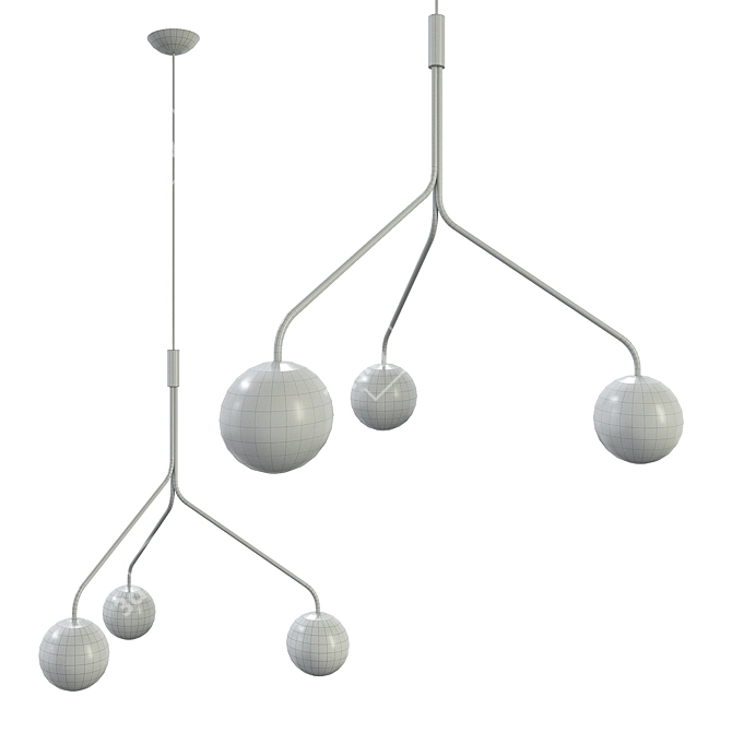 Zero Curve Cluster Chandelier 3D model image 3